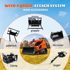 Upgraded 24HP Mini Skid Steer Loader 2-Cylinder Air Cooled Engine 3 Pump CE