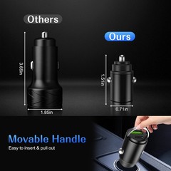 100W Car Charger Fast Charging USB-C PD Port Smart Temperature Control Flush