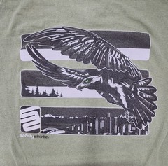Safety Shirtz Eagle Flying Over City Logo Reflective Green Gildan Mens L