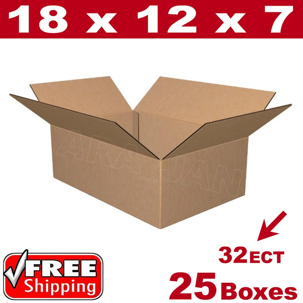 25 – 18x12x7 Cardboard Boxes Mailing Packing Shipping Box Corrugated Carton
