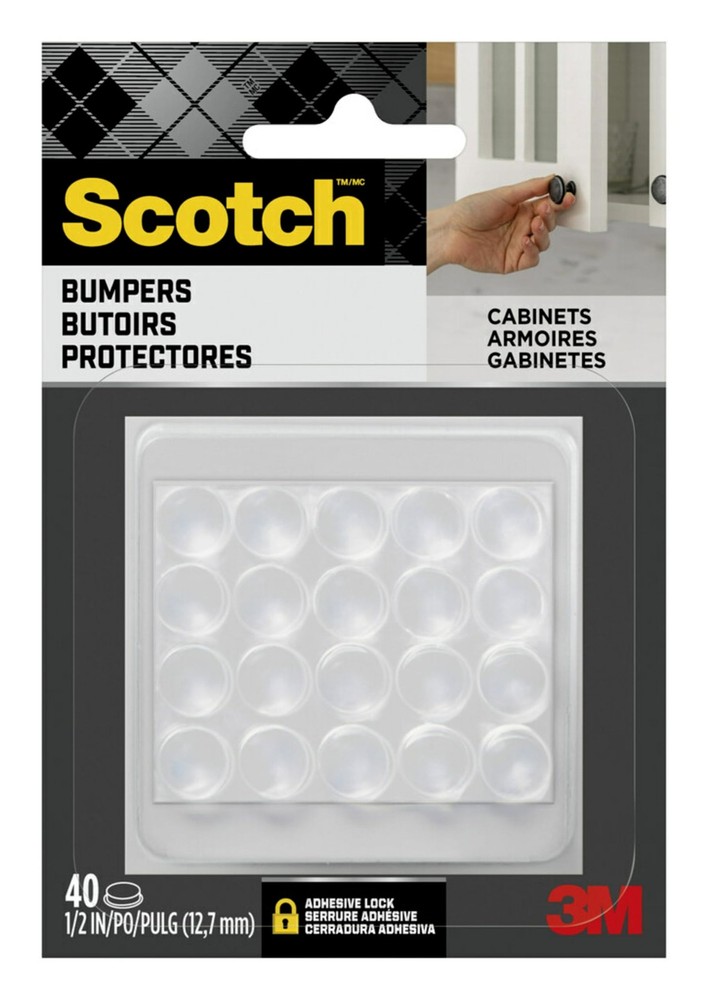 Scotch Clear Adhesive Bumper Pads 40 PCS, Self-Stick Rubber 1/2″ Round,