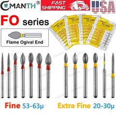 US Dental Diamond Burs 20PCS FO Series Standard/Fine FG High Speed 862 368 379