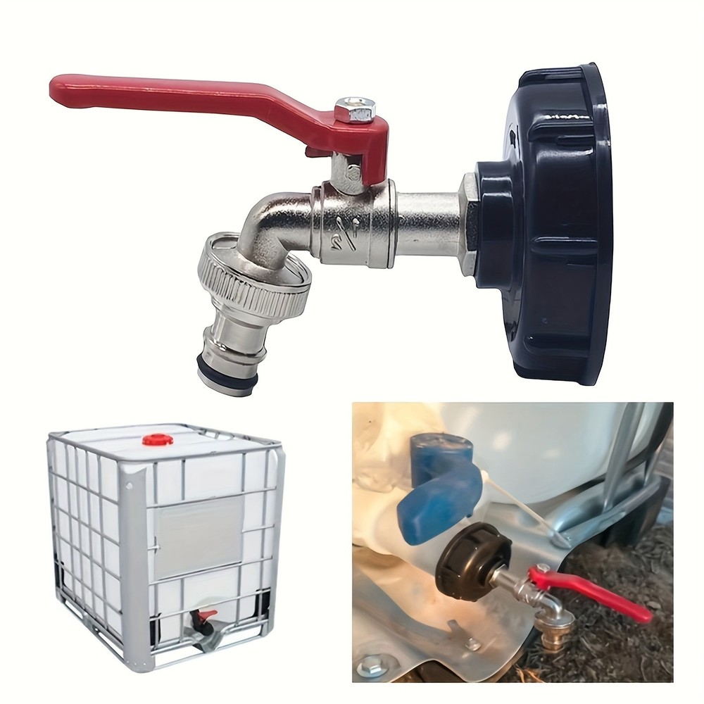 IBC Tote Faucet Adapter-Ball Valve & Garden Hose Connector for Liquid Dispensing