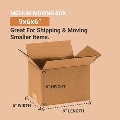 AVIDITI Small Shipping Boxes, 9″L x 6″W x 6″H (25-Pack) Heavy 9x6x6, Kraft