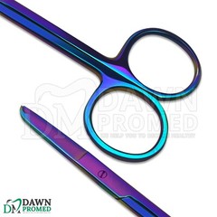 6 Pcs Littauer Suture Stitch Scissor Straight 4.5″ Rainbow Titanium Coating