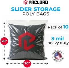3 Gallon 20″ X 20″ Slider Zip Poly Bags, Pack of 10 – Heavy-Duty 3 Mil Clear Reu