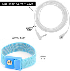 2 Pack ESD Grounding Wrist Straps with 15ft Cords Anti-Static Safety Set ESD Kit