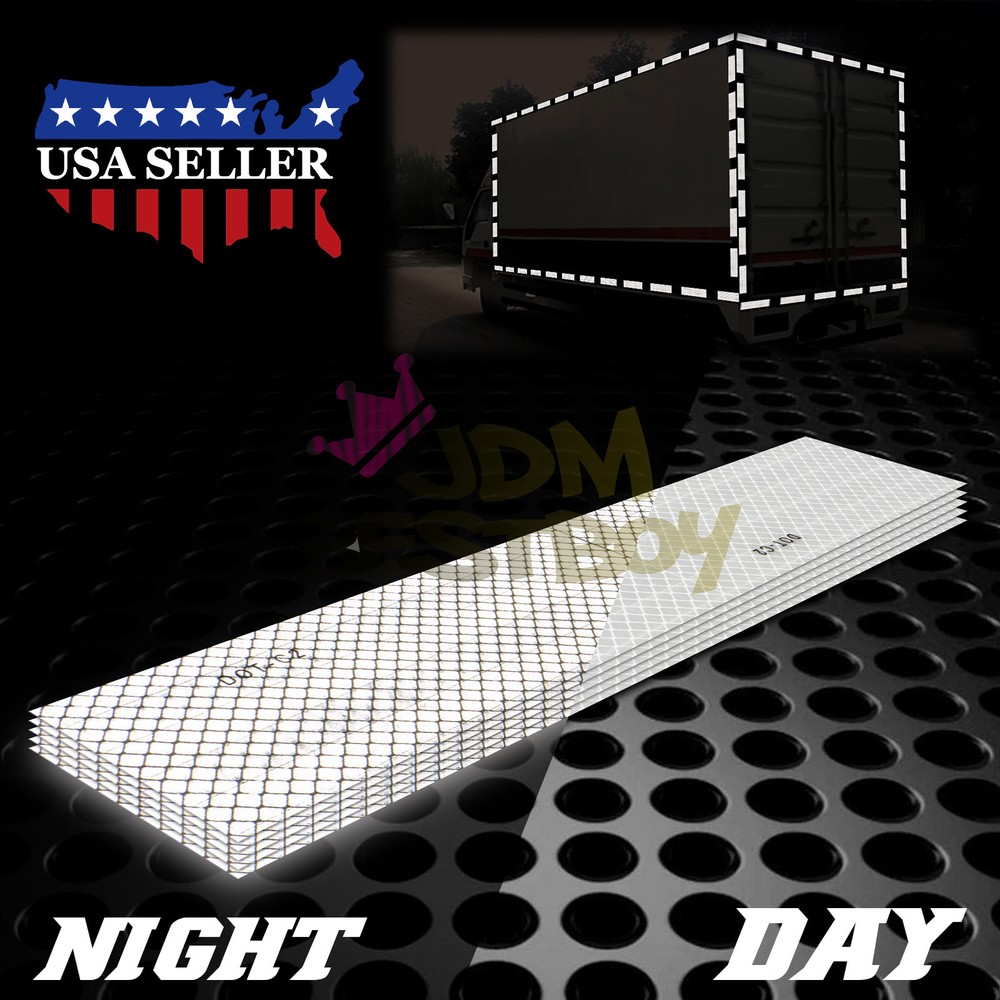 White DOT-C2 Conspicuity Reflective Tape Strip 1 Foot Safety Warning Trailer RV