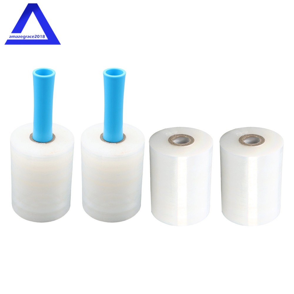 4PCS Clear Stretch Wrap Film 5″ × 1000ft Roll with Handle, 80 Gauge Thick