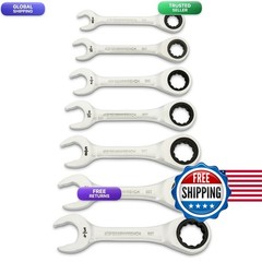 GEARWRENCH 7 Piece 90-Tooth 12 Point Stubby Combination Ratcheting Wrench SAE