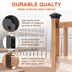 24 Pack Deck Railing Bracket Connectors for 2×4 Wood Posts, Heavy Duty Steel