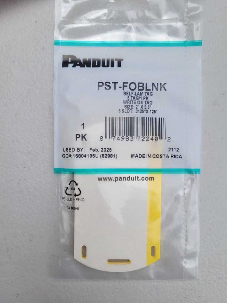 5 PST-FOBLNK Self-Laminating Fiber Optic Cable Marker Tag semi-rigid vinyl 3.5″