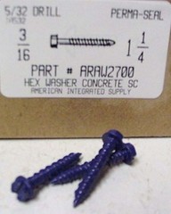 3/16X1-1/4 SLOTTED HEX WASHER HEAD CONCRETE SCREWS (300)