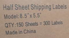 Half Sheet 8.5 x 5.5 Blank Self Adhesive Shipping Labels – 300 Labels – NEW