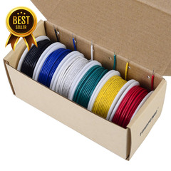 22AWG Solid Core Hookup Wire 6 Colors 30Ft Each Breadboard PVC Arduino Cable