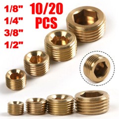10/20PC Brass 1/8″ 1/4″ 3/8″ 1/2″ NPT Brass Internal Hex Thread Socket Pipe Plug