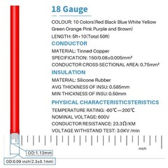 BNTECHGO 18 Gauge Silicone Wire 10 colors each 5ft, silicone wire 10