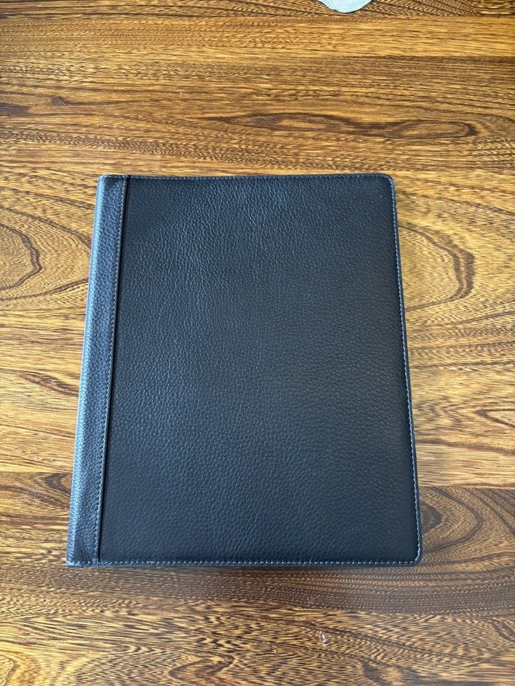 Levenger Bomber Jacket Leather 2 Pocket Folio Black