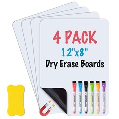 4Pack Magnetic Dry Erase Board Sheet for Refrigerator, 12″X8″ Erasable Fridge…