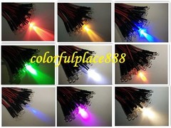3mm 12V – 16V Pre-Wired Red Yellow Blue Green Warm White Orange UV Pink LED 20CM