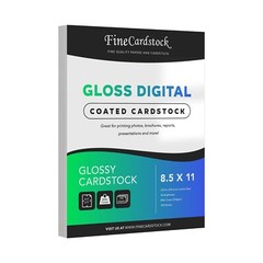 Double-Sided Glossy Cardstock Paper, C2S, 8.5 x 11, 80lb Cover, 100 Sheets