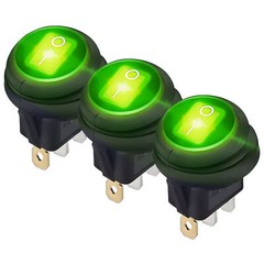 3-Pack LED Rocker Toggle Switches 12V 20A ON/OFF IP 65 Waterproof For Car, Boat