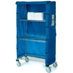 Nexel Chrome Wire Linen Cart with Nylon Cover 4 Shelves 48″”L x 18″”W x 69″”H