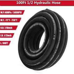 100 Feet 1/2″ HYDRAULIC HOSE WITH 24 FITTINGS TWO WIRE HOSE 40MPa / 5800 PSI NEW