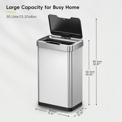 EKO Mirage-T 50L Touchless Motion Sensor Trash Can Stainless