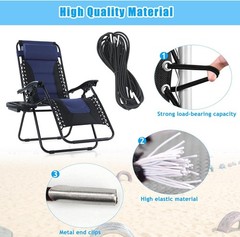 Zero Gravity Chair Replacement Cord, 4 Pcs Durable Bungee Elastic Laces Replace