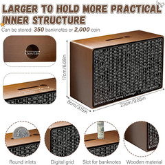 Wooden Money Saving Box with Counter, Pen, Trackers, Rubber Band – 10K Challenge