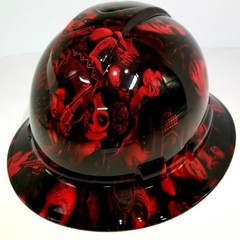 FULL BRIM Hard Hat custom hydro dipped, NEW CANDY RADIOACTIVE RED BANDITO GIRLS