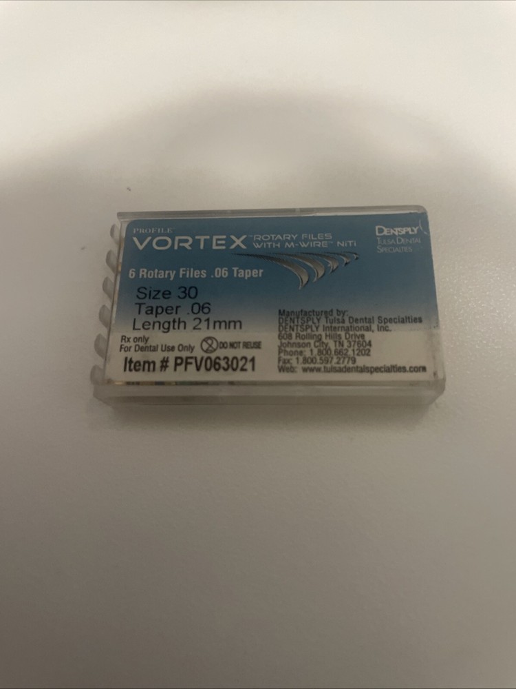 Dentsply Tulsa Dental Vortex Blue Taper rotary files Size 30 21 mm .06 6files/pk