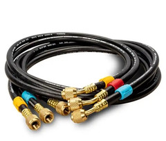 Fieldpiece HR3B Ball Valve Refrigerant Hose Set (3) with Color Tags – 1/4″ x 1/4