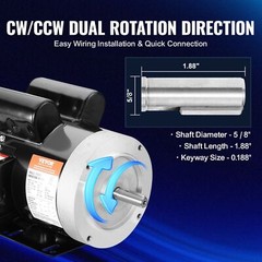 1.5HP Electric Motor 3450RPM AC 115V/230V 56C Frame 5/8″Keyed Shaft Resists Rust