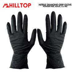 HILLTOP-HEAVY DUTY NITRILE DIAMOND GRIP GLOVES POWDER FREE 8.5 MIL-500 PCS/CASE
