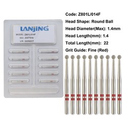 20 Types Zirconia Dental Diamond Burs FG Friction Grip for High Speed Handpiece