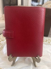 Filofax Finsbury Leather Pocket Organizer Red *Look Closely-minor tarnishing*