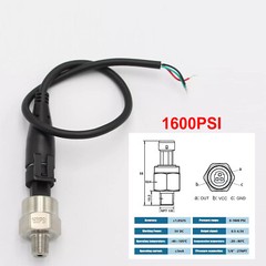 5V Fuel Pressure Transducer 100/150/200/300/500/1000/1600Psi for Oil Air Water