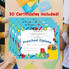 SHAPES ETC. 30pcs Preschool Diploma Recognition Certificates 11inx8.5in Color…
