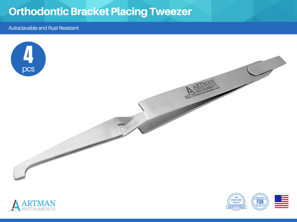 Orthodontic Bracket Placing Tweezer Set of 4 ARTMAN