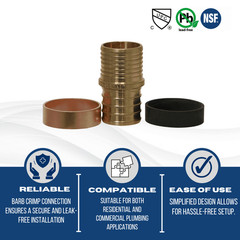 1) 1″ PEX X 1″ PB (POLYBUTYLENE) SPLICING REPAIR KIT COUPLING + RING, LEAD FREE