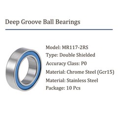 10pcs MR117-2RS Ball Bearing – 7x11x3mm Chrome Steel Double Sealed Deep Groov