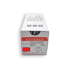 5/0 Training Surgical Sutures Polyester Braided, Pack of 12, Sterile