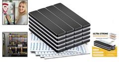 20 Pack Strong Neodymium Magnets with Adhesive – 60x10x3mm Rectangular Black