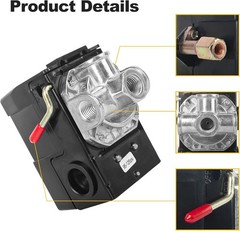 LF10-4H Air Compressor Pressure Switch Parts 4-Port Black