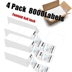 8000 Fanfold 4″ x 6″ Direct Thermal Labels Shipping Zebra Eltron 2844 ZP 450 505