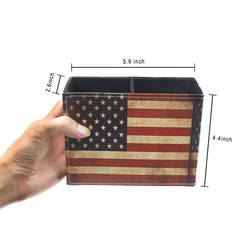 DreamsEden Pen Holder, 5.9 × 2.76 × 4.3 inches, American Flag Rectangle