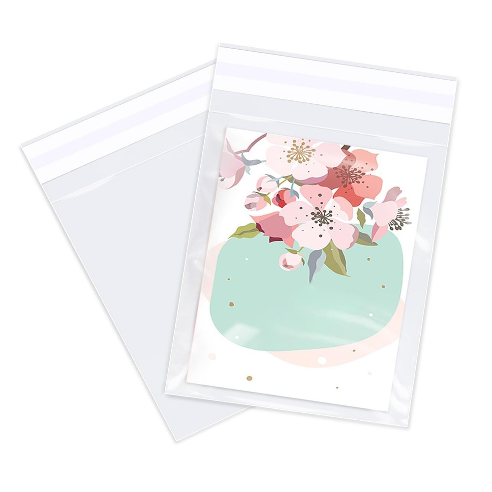 5″ x 7″ (200 Count) Clear Cellophane Bags – Self Sealing Cello Plastic Poly B…