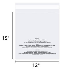 Wepoly – 12 X 15 1000 Count – Clear Poly Bags Suffocation Warning Self Seal For